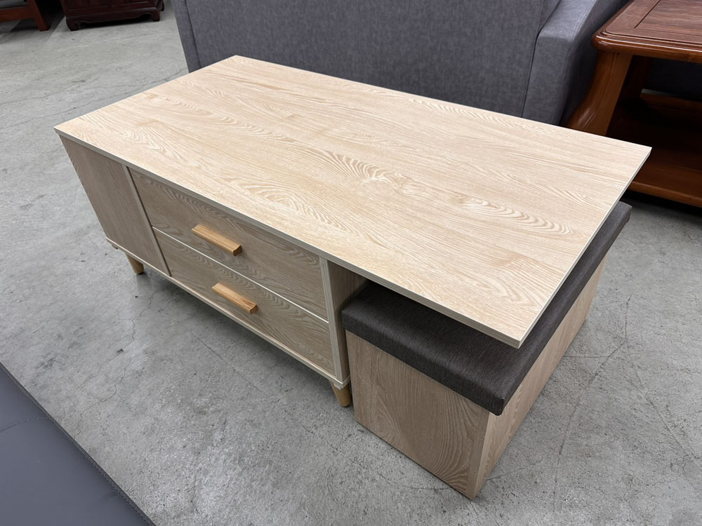 淺木紋茶几附抽屜收納款