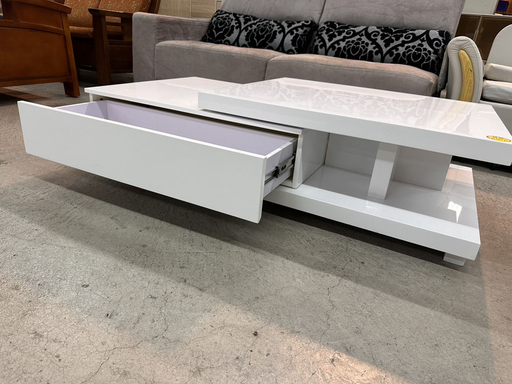 白色茶几附抽屜收納